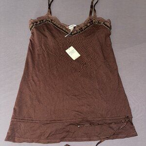 Abercrombie & Fitch Brown tank top with lace lining on the top Size S